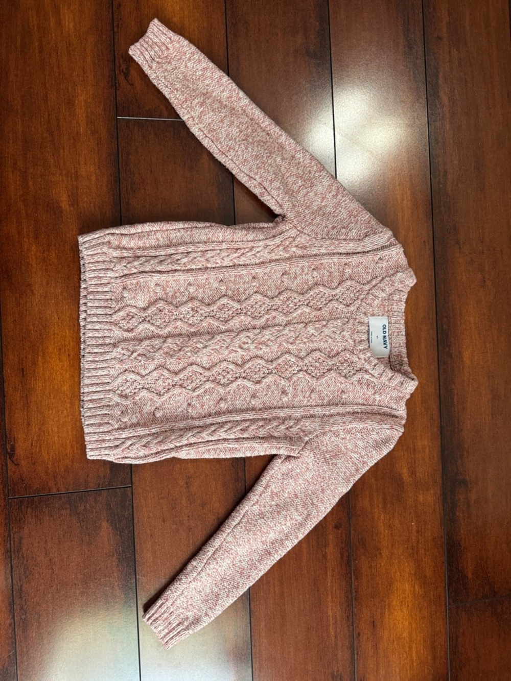 Old Navy Heathered Pink Cable Knit Crew Sweater